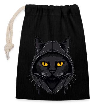 Katzenkopf Schwarze Katze Bombay Happy Cat Katzen - Verschließbarer Geschenkbeutel aus Baumwolle (14x20cm) - Schwarz - Vorne