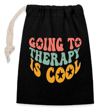 Going To Therapy Is Cool - Closable cotton gift bag (14x20cm) - black - Front