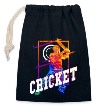 Cricket Cricketer Batsman Team Sport Colorful - Closable cotton gift bag (14x20cm) - navy - Front