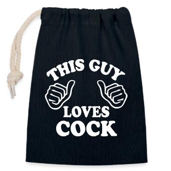This guy loves cock - Closable cotton gift bag (14x20cm) - navy - Front