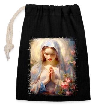 Holly Mary Maria Madonna Mariana Virgin Mary Holy - Closable cotton gift bag (14x20cm) - black - Front