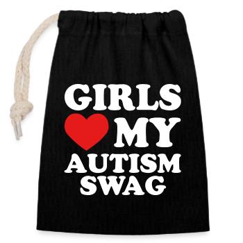 Girls Love My Autism Swag - Verschließbarer Geschenkbeutel aus Baumwolle (14x20cm) - Schwarz - Vorne