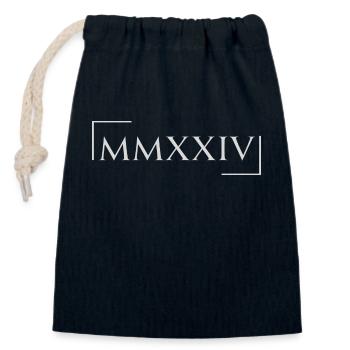 MMXXIV roman numbers, 2024 - Closable cotton gift bag (14x20cm) - navy - Front