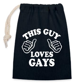 This guy loves gays - Verschließbarer Geschenkbeutel aus Baumwolle (14x20cm) - Navy - Vorne
