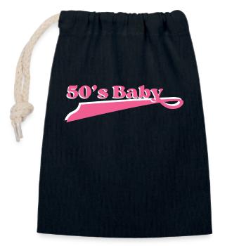 Year 50 baby - Closable cotton gift bag (14x20cm) - navy - Front