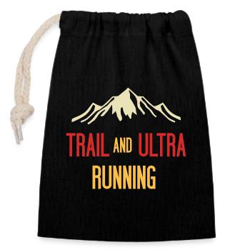 Trail et Ultra Running - Sac cadeau en coton avec cordon (14 x 20 cm) - noir - Devant