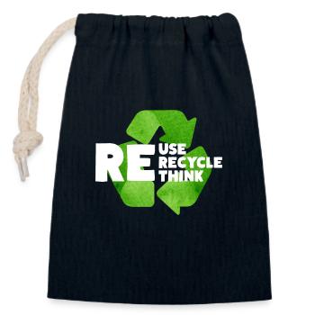 Reuse Recycle Rethink Sustainability Environment Climate - Closable cotton gift bag (14x20cm) - navy - Front