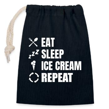 Manger de la crème glacée Sleep Répéter - Sac cadeau en coton avec cordon (14 x 20 cm) - bleu marine - Devant