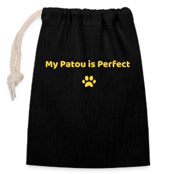 My Patou is Perfect - Sac cadeau en coton avec cordon (14 x 20 cm) - noir - Devant