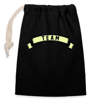 team - Closable cotton gift bag (14x20cm) - black - Front