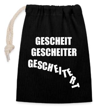 gescheit gescheiter gescheitert, scheitern, klug - Verschließbarer Geschenkbeutel aus Baumwolle (14x20cm) - Schwarz - Vorne