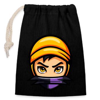 Cute Halloween Ninja - Closable cotton gift bag (14x20cm) - black - Front
