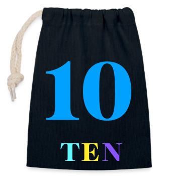 Ten-10th Anniversary - Closable cotton gift bag (14x20cm) - navy - Front