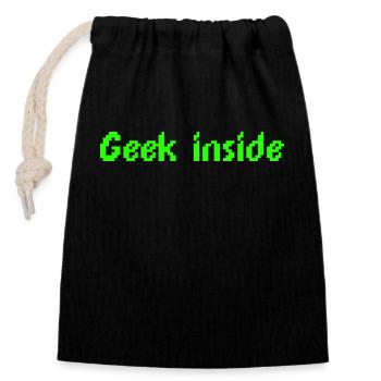 Geek inside - Closable cotton gift bag (14x20cm) - black - Front