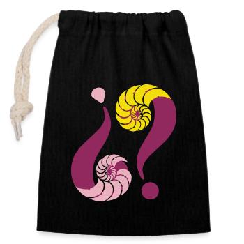 Infinite enigma. 09 Pink & Yellow - Closable cotton gift bag (14x20cm) - black - Front