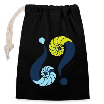 Énigme infinie. 14 Bleu et Vert - Sac cadeau en coton avec cordon (14 x 20 cm) - noir - Devant