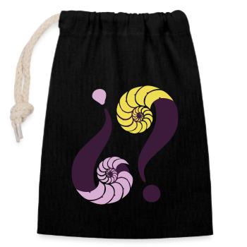 Énigme infinie. 13 Violet et pistache - Sac cadeau en coton avec cordon (14 x 20 cm) - noir - Devant