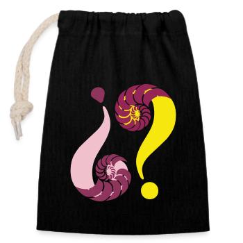 Énigme infinie. 02 Jaune Rose - Sac cadeau en coton avec cordon (14 x 20 cm) - noir - Devant