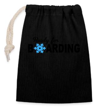 Planche à neige - Sac cadeau en coton avec cordon (14 x 20 cm) - noir - Devant