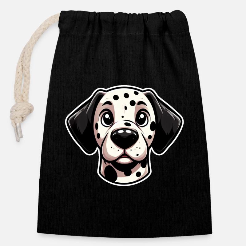 Tête de Dalmatien comique - Sac cadeau en coton avec cordon (14 x 20 cm) - noir