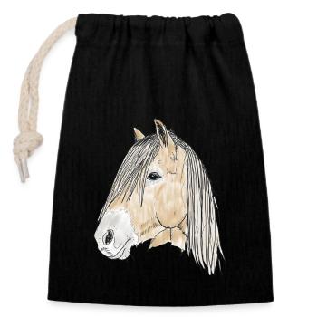 haflinger - Verschließbarer Geschenkbeutel aus Baumwolle (14x20cm) - Schwarz - Vorne