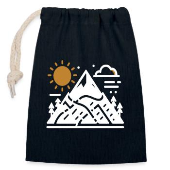 Amour de montagne Alpinisme Alpinisme en plein air w - Sac cadeau en coton avec cordon (14 x 20 cm) - bleu marine - Devant
