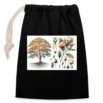 Magnolie Botanik - Verschließbarer Geschenkbeutel aus Baumwolle (14x20cm) - Schwarz - Vorne
