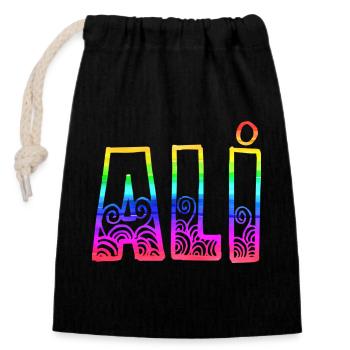 Ali R's Rainbow - Closable cotton gift bag (14x20cm) - black - Front