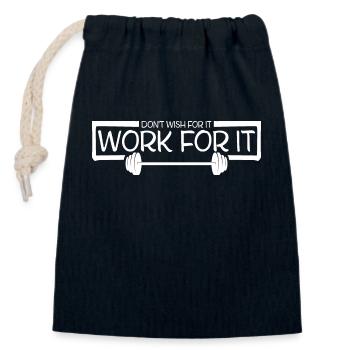 Don't Wish For It Work For It Gym Fitness Spruch - Verschließbarer Geschenkbeutel aus Baumwolle (14x20cm) - Navy - Vorne