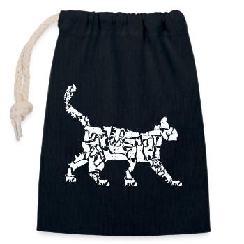 Cat Drawing - Closable cotton gift bag (14x20cm) - navy - Front