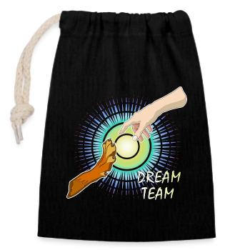 Dog Paw Human Arm Dream Team - Closable cotton gift bag (14x20cm) - black - Front