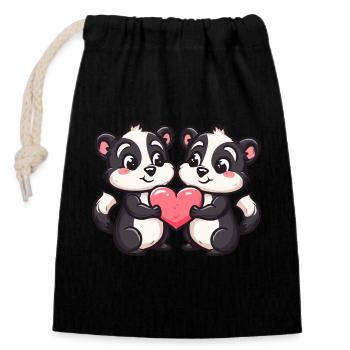 Skunk Couple Love Couple In Love - Closable cotton gift bag (14x20cm) - black - Front
