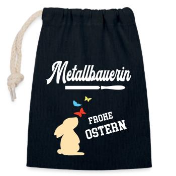 Metallbauerin Frohe Ostern Ostergeschenk Metallbau - Verschließbarer Geschenkbeutel aus Baumwolle (14x20cm) - Navy - Vorne