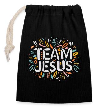 Ich bin Jesus – bunte Botschaft - Verschließbarer Geschenkbeutel aus Baumwolle (14x20cm) - Schwarz - Vorne