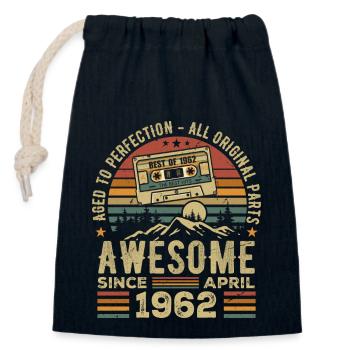 Avril 1962 Vintage Anniversaire Rétro Cadeau - Sac cadeau en coton avec cordon (14 x 20 cm) - bleu marine - Devant