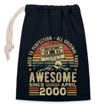 April 2000 Vintage Retro Birthday Gift - Closable cotton gift bag (14x20cm) - navy - Front