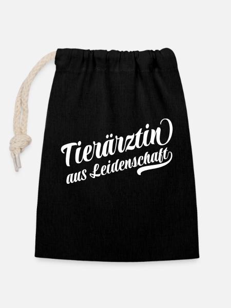 Tierärztin aus Leidenschaft - Verschließbarer Geschenkbeutel aus Baumwolle (14x20cm) - Schwarz