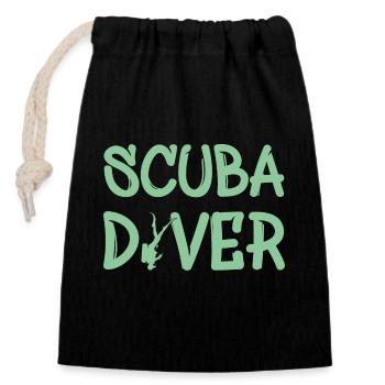 Scuba Diver Taucher Tauchen - Verschließbarer Geschenkbeutel aus Baumwolle (14x20cm) - Schwarz - Vorne