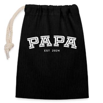 Papa gegründet im Jahr 2024 - Verschließbarer Geschenkbeutel aus Baumwolle (14x20cm) - Schwarz - Vorne