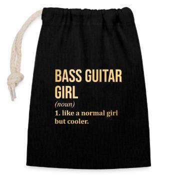 guitare basse - Sac cadeau en coton avec cordon (14 x 20 cm) - noir - Devant