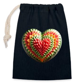 Un cœur de melon - Sac cadeau en coton avec cordon (14 x 20 cm) - bleu marine - Devant