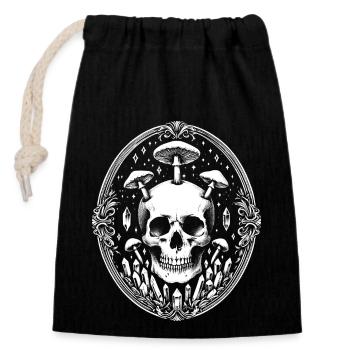 Totenkopf Barocke Kristalle - Verschließbarer Geschenkbeutel aus Baumwolle (14x20cm) - Schwarz - Vorne
