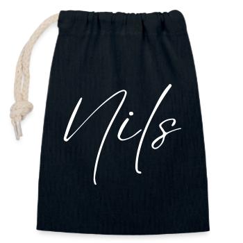 Nils Name T-Shirt Gift for Men - Closable cotton gift bag (14x20cm) - navy - Front