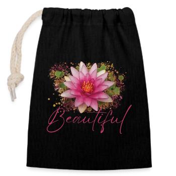 Fleur Beautiful Artémis - Sac cadeau en coton avec cordon (14 x 20 cm) - noir - Devant