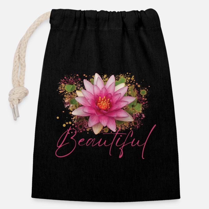 Fleur Beautiful Artémis - Sac cadeau en coton avec cordon (14 x 20 cm) - noir