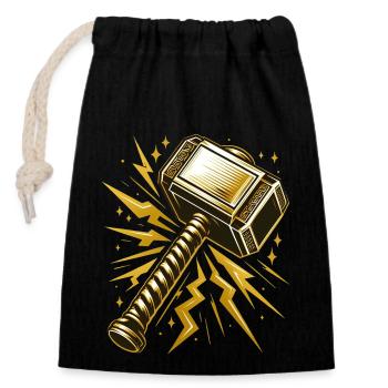 thor's hammer - Closable cotton gift bag (14x20cm) - black - Front
