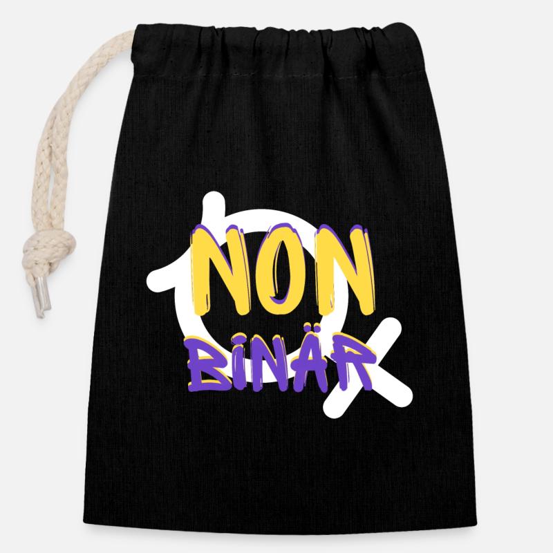 Identité NON BINAIRE - Sac cadeau en coton avec cordon (14 x 20 cm) - noir