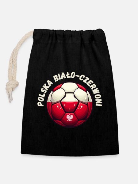 Polnischer Fußball - Verschließbarer Geschenkbeutel aus Baumwolle (14x20cm) - Schwarz