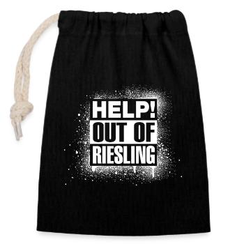 HELP! Out of Riesling - Closable cotton gift bag (14x20cm) - black - Front