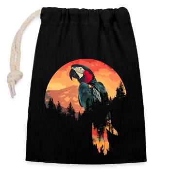 Perroquet Oiseau Ara Nature sauvage - Sac cadeau en coton avec cordon (14 x 20 cm) - noir - Devant